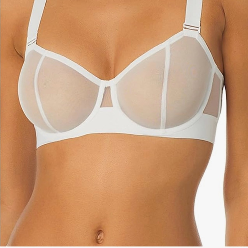 DKNY Sheers NWT White Underwire Balconette 34D Convertible Strapless Bra